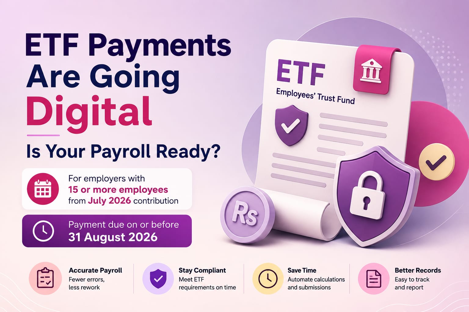 ETF payments going digital in Sri Lanka — electronic ETF contributions for employers with 15 or more employees from July 2026, due by 31 August 2026